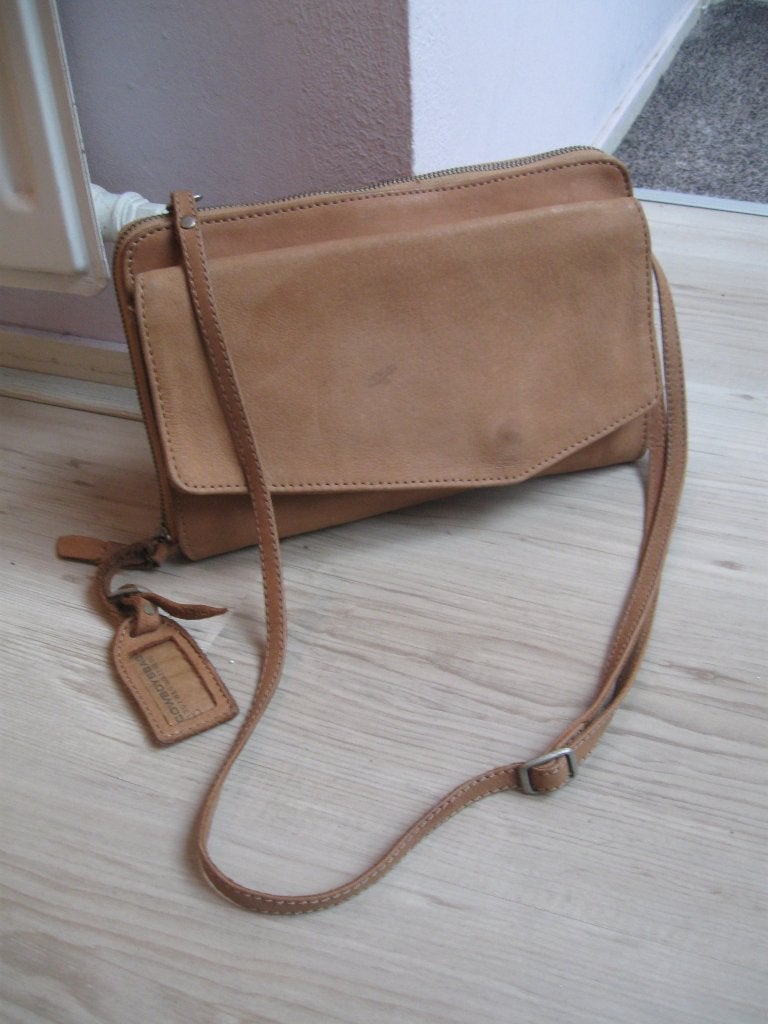 COWBOYSBAG bruin leren schoudertasje als nieuw, Ophalen of Verzenden, Zo goed als nieuw, Bruin, Overige typen