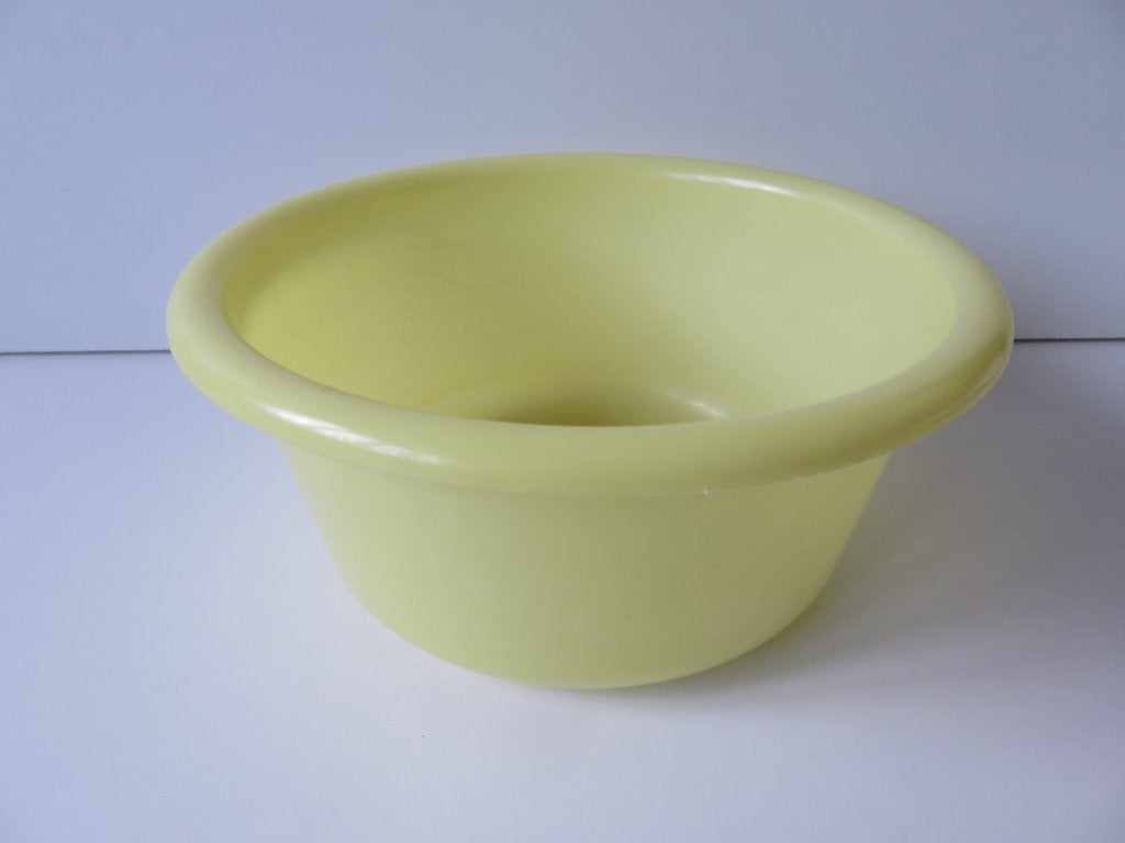 Vintage gele ronde afwasteil, Ophalen of Verzenden, Gebruikt