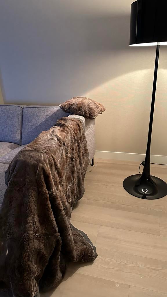 Luxe plaid en kussen van echte nerts, Ophalen, Gebruikt, Bruin, Rechthoekig