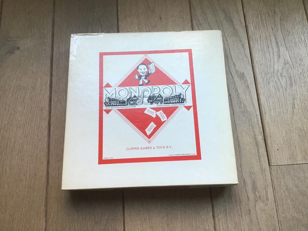 Monopoly vintage van Clipper compleet vierkante doos, Ophalen of Verzenden, Gebruikt