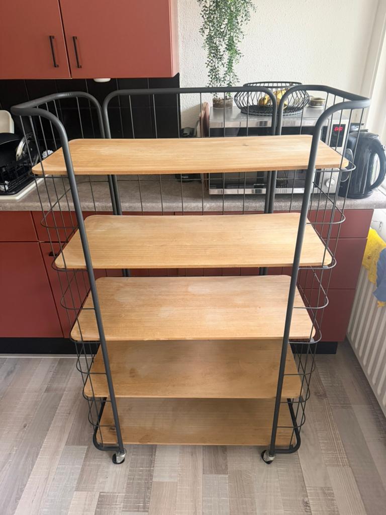 Bakkerskast 5 planken, Ophalen of Verzenden, Zo goed als nieuw, Minder dan 150 cm, Minder dan 100 cm
