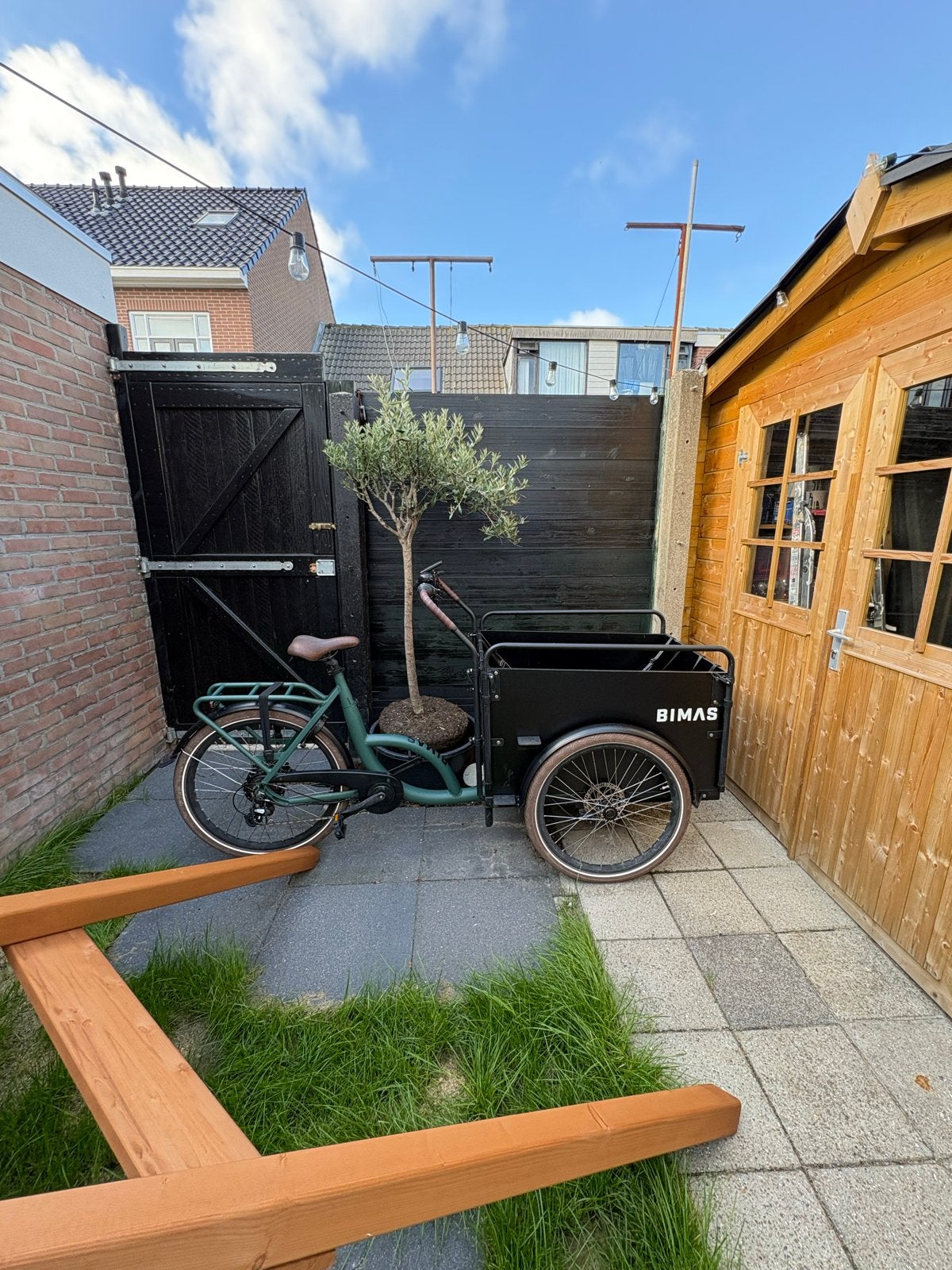 Elektrische bakfiets Bimas met op maat gemaakte huif, Fietsen en Brommers, Gebruikt, Goederen, Elektrisch, Ophalen