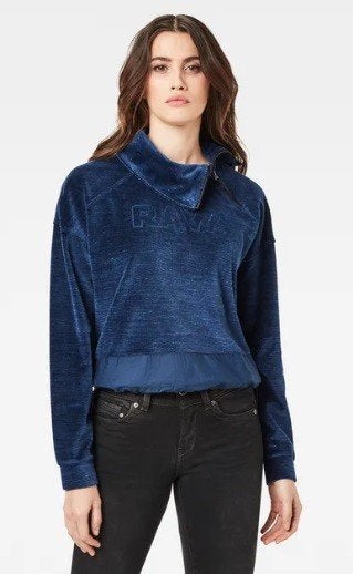 G-Star RAW DOT COLLAR ZIP SWEATER velours blauw M nr 44472, Kleding | Dames, Truien en Vesten, Maat 38/40 (M), Blauw, ., G-star
