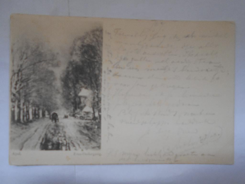 Zonsondergang door kunstschilder Apol zeer oude kaart 1903, Verzamelen, Ansichtkaarten | Themakaarten, Ophalen of Verzenden, Voor 1920