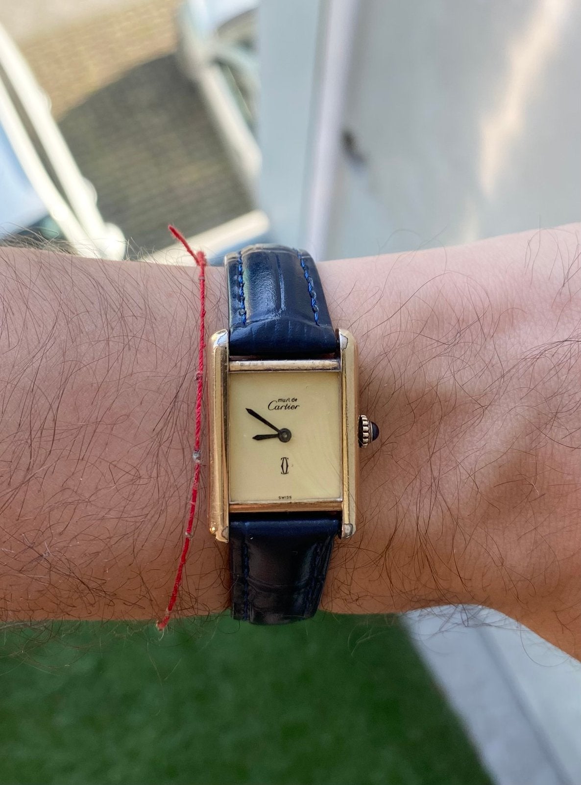 Must De Cartier Tank Unpolished Champagne - Calibre 78-1, Ophalen of Verzenden, Staal, Overige merken, 1960 of later