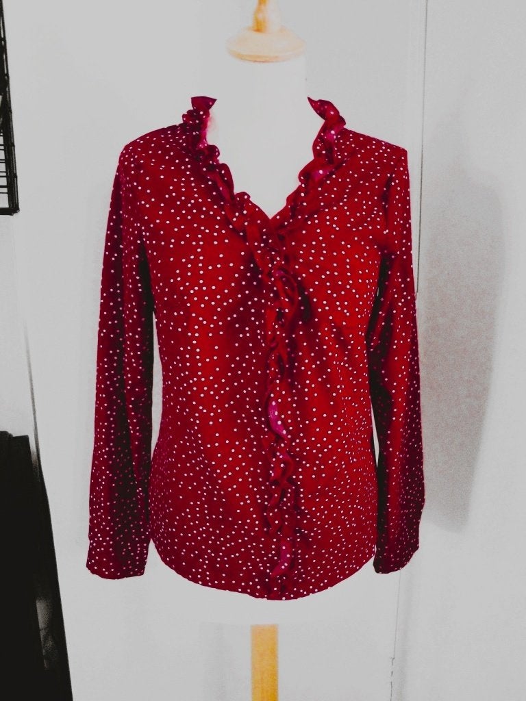 Rood polkadot blousje maat S, Ophalen of Verzenden, Zo goed als nieuw, Maat 36 (S), Rood