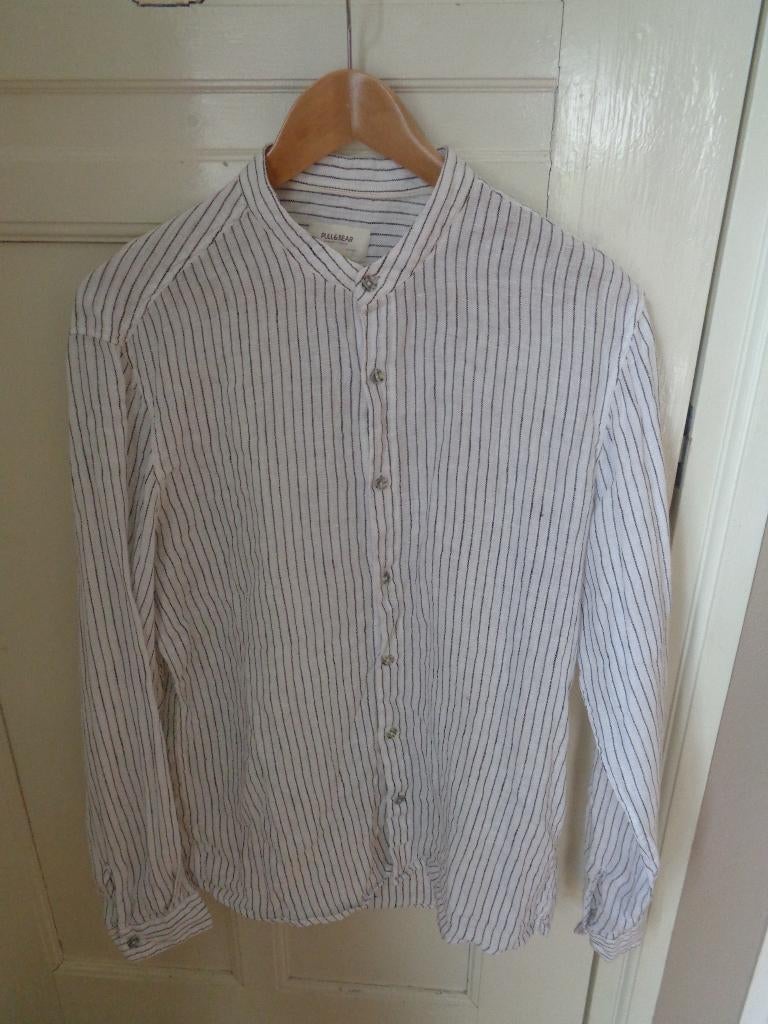 PULL & BEAR linnen gestreepte blouse:mt M, Maat 38/40 (M), Wit, Ophalen of Verzenden, Zo goed als nieuw