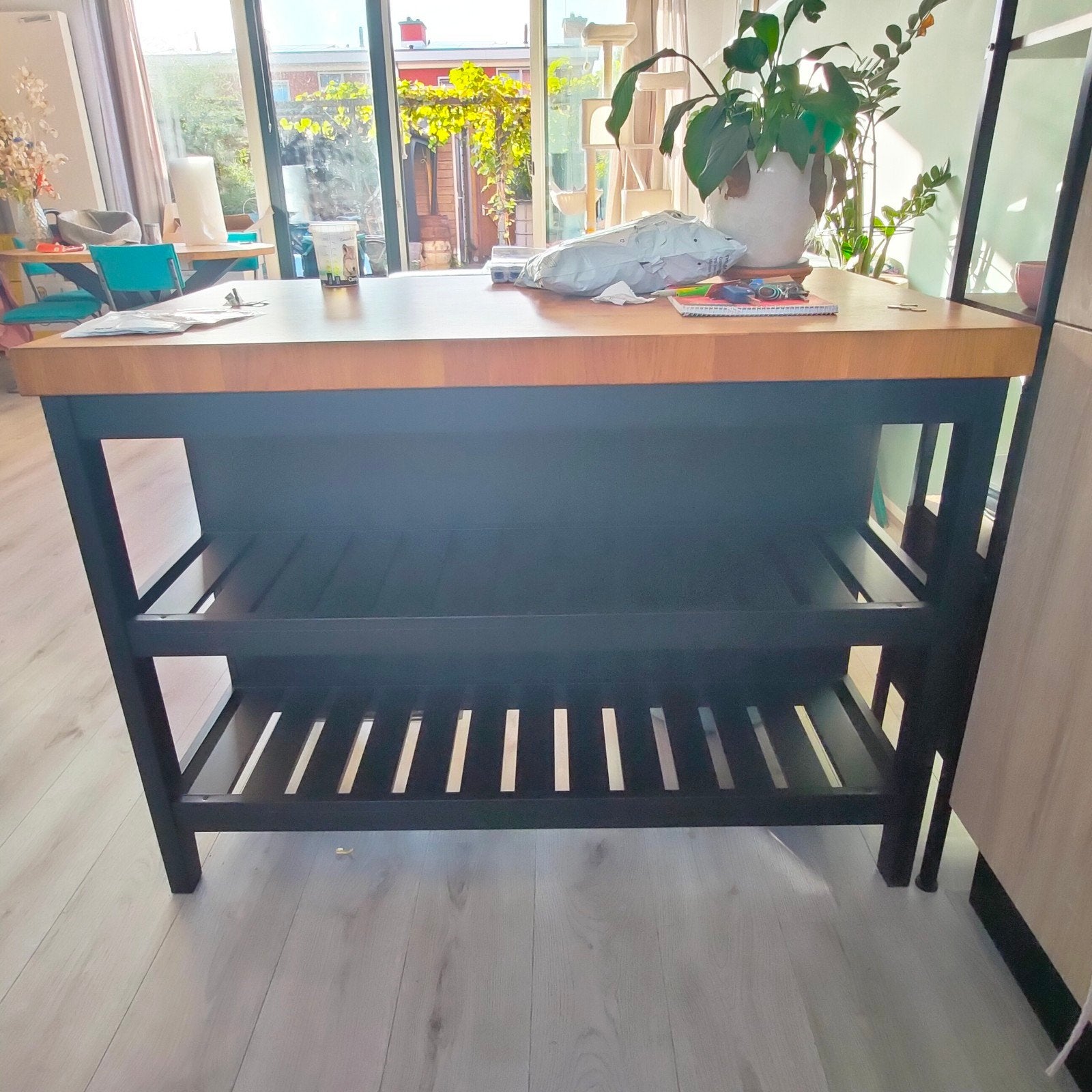 Ikea kookeiland zwart met bruin, Ophalen, Gebruikt