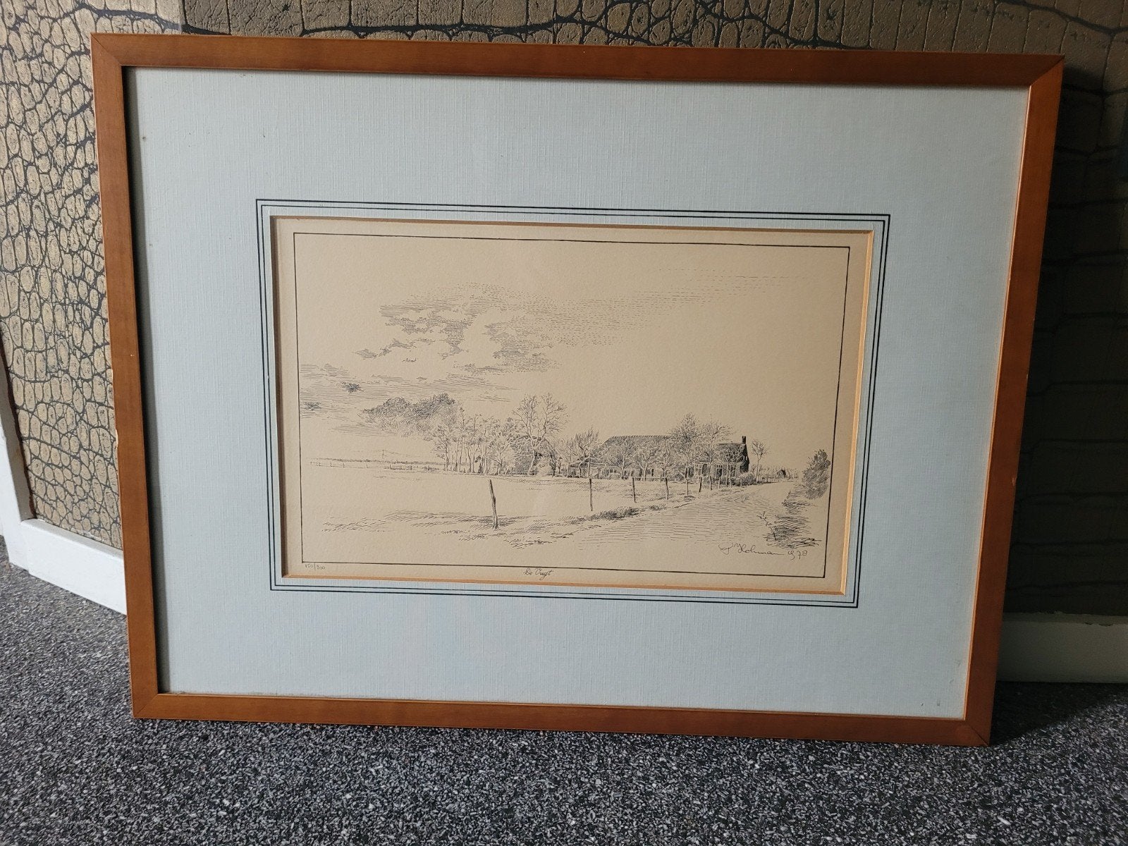 Originele, gelimiteerde grafische druk van Piet Hohmann '78, Ophalen, Print, Pentekening, Achter glas