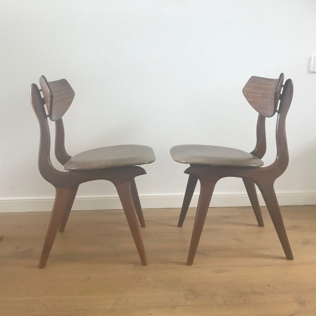 2 AWA Teeffelen snavel stoel stoelen chair chairs vintage, Ophalen, Gebruikt, Bruin, Nvt