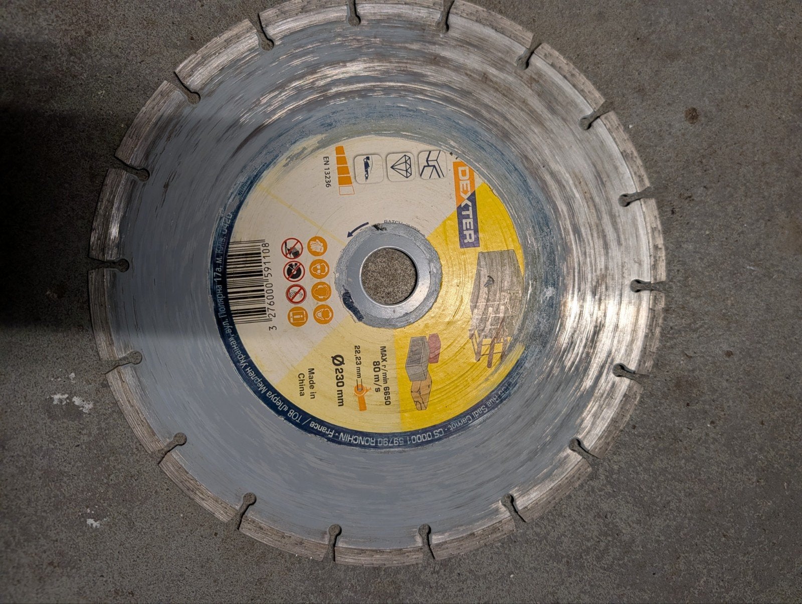 Diamantschijf voor doorslijper 230 mm, Ophalen of Verzenden, Gebruikt, 1200 watt of meer, 30 tot 70 mm