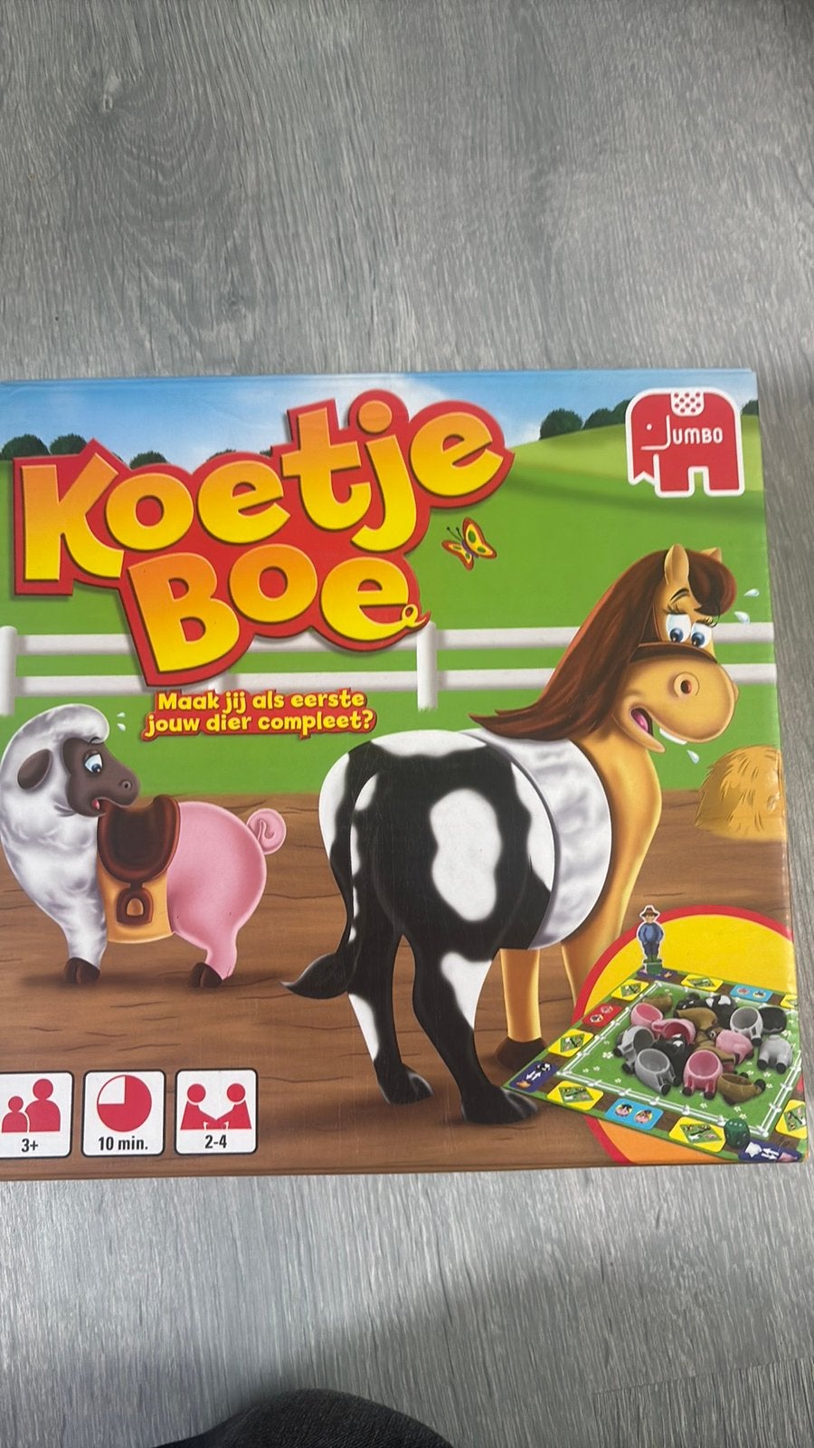 Bordspel, Koetje boe, Hobby en Vrije tijd, Gezelschapsspellen | Bordspellen, Ophalen of Verzenden, Zo goed als nieuw