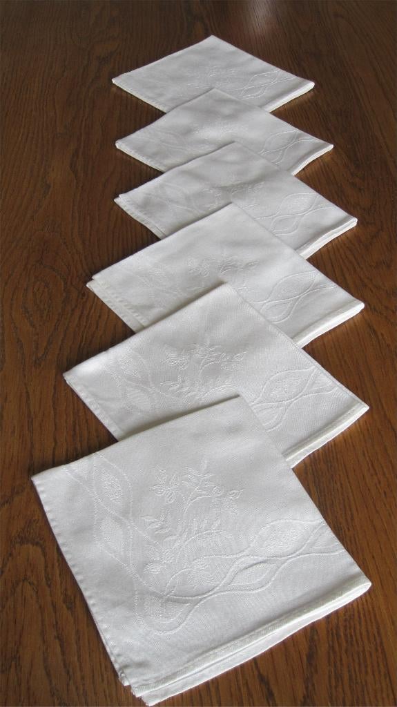 Zes damasten servetten (perfecte staat), Ophalen of Verzenden, Nieuw, Wit, Overige typen