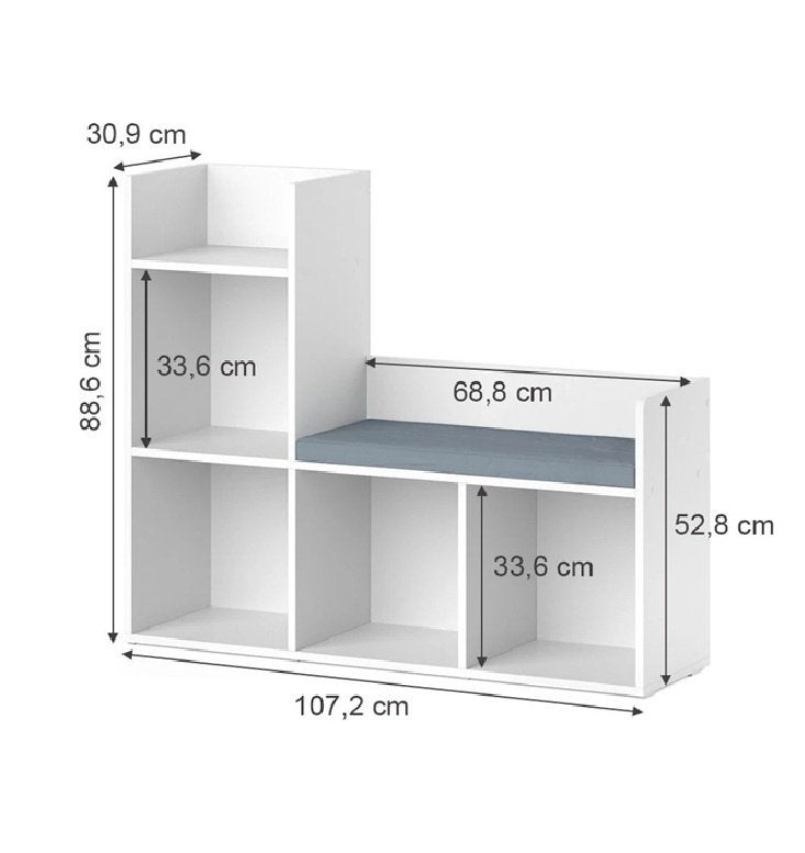 Kinderboekenkast Luigi Wit 107.2 x 88.6 cm Vicco, Huis en Inrichting, Ophalen, 50 tot 100 cm, Zo goed als nieuw, Minder dan 100 cm