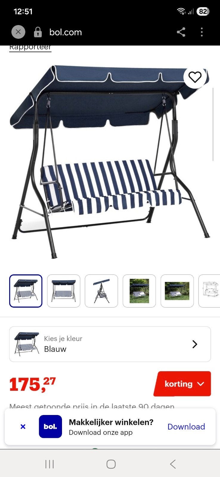 Comfortabele schommelbank voor in de tuin, Tuin en Terras, Ophalen, Gebruikt, Metaal, Schommelbank