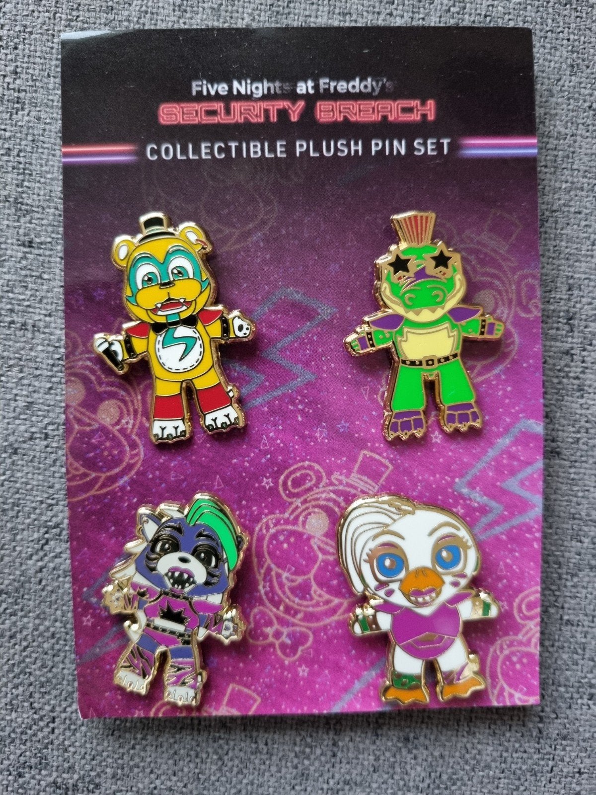 Five Nights At Freddy's Plush pin set Security breach, Ophalen of Verzenden, Zo goed als nieuw, Figuurtje, Speldje of Pin