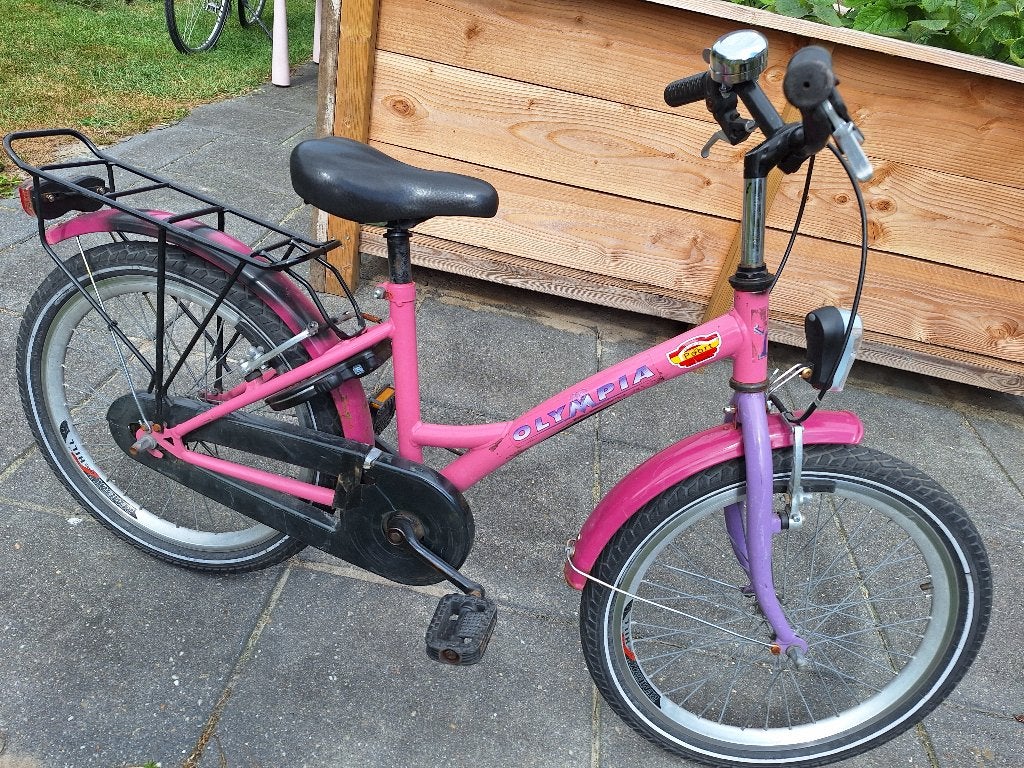 Rose paarse kinderfiets 19 inch, goed functionerend, Ophalen, Terugtraprem, Olympia, 16 tot 20 inch