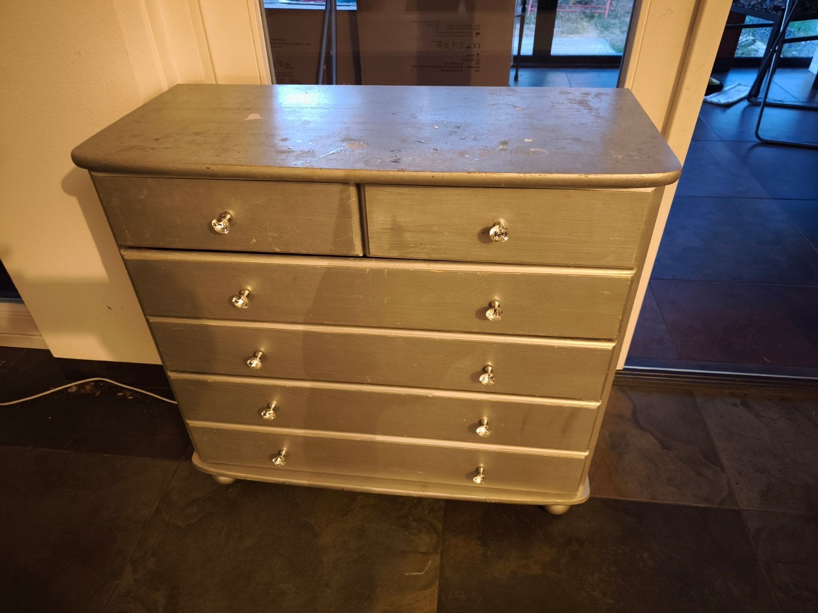 Commode met 6 laden en kristallen knoppen, Huis en Inrichting, Ophalen, Gebruikt, 5 laden of meer, 100 tot 150 cm