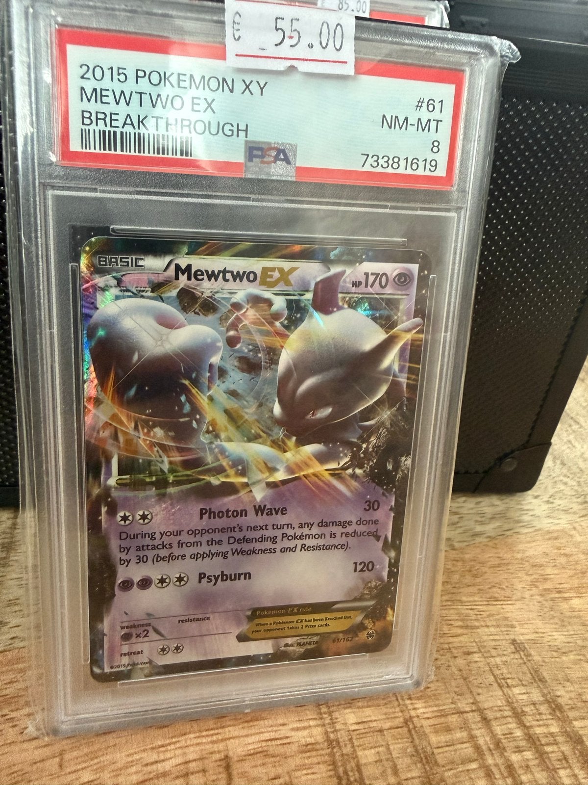 Mewtwo EX 2015 Pokémon XY Breakthrough PSA 8, Ophalen of Verzenden, Zo goed als nieuw, Losse kaart