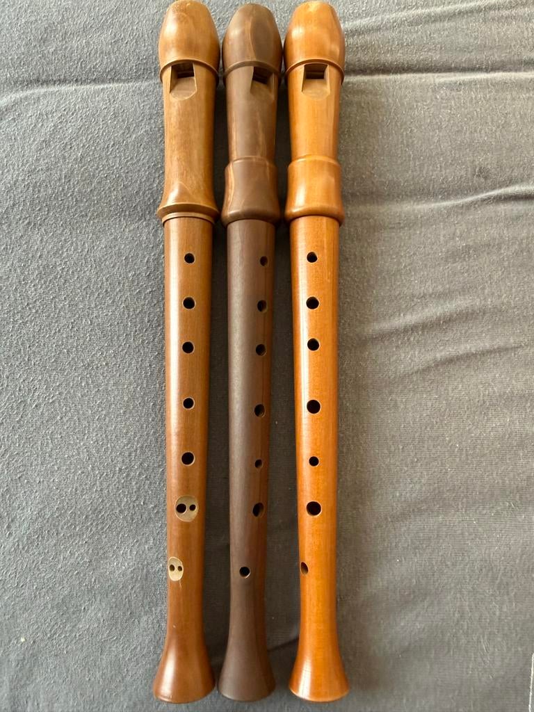 Set van 3 Aura sopraan blokfluiten, hout, Muziek en Instrumenten, Blaasinstrumenten | Blokfluiten, Ophalen of Verzenden, Gebruikt