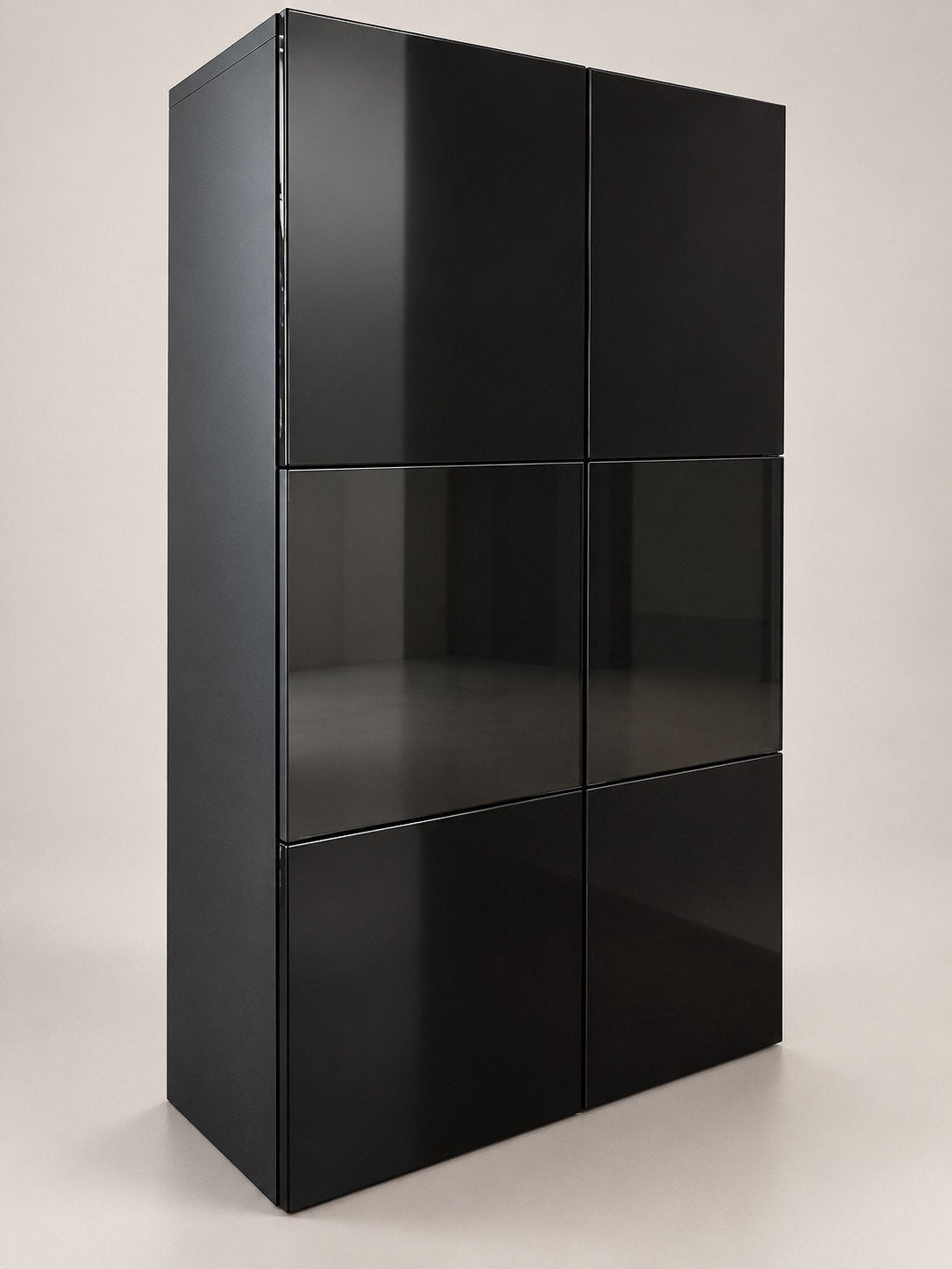 IKEA BESTÅ kast 120 cm – hoogglans zwart en rookglas, Ophalen, 100 tot 150 cm, 25 tot 50 cm, Glas