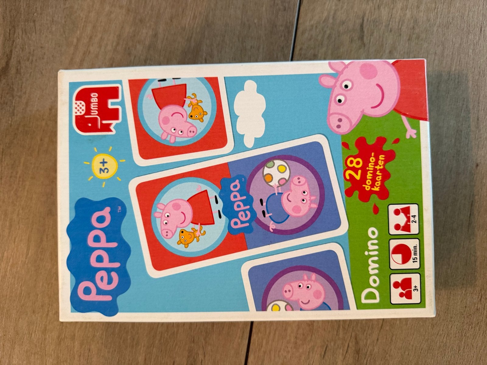 Peppa Pig Domino spel van Jumbo - 28 dominokaarten, Drie of vier spelers, Ophalen of Verzenden, Gebruikt