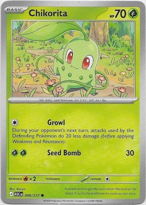 Ascended Heroes,  Chikorita [common] 8/217, Verzenden, Nieuw, Losse kaart