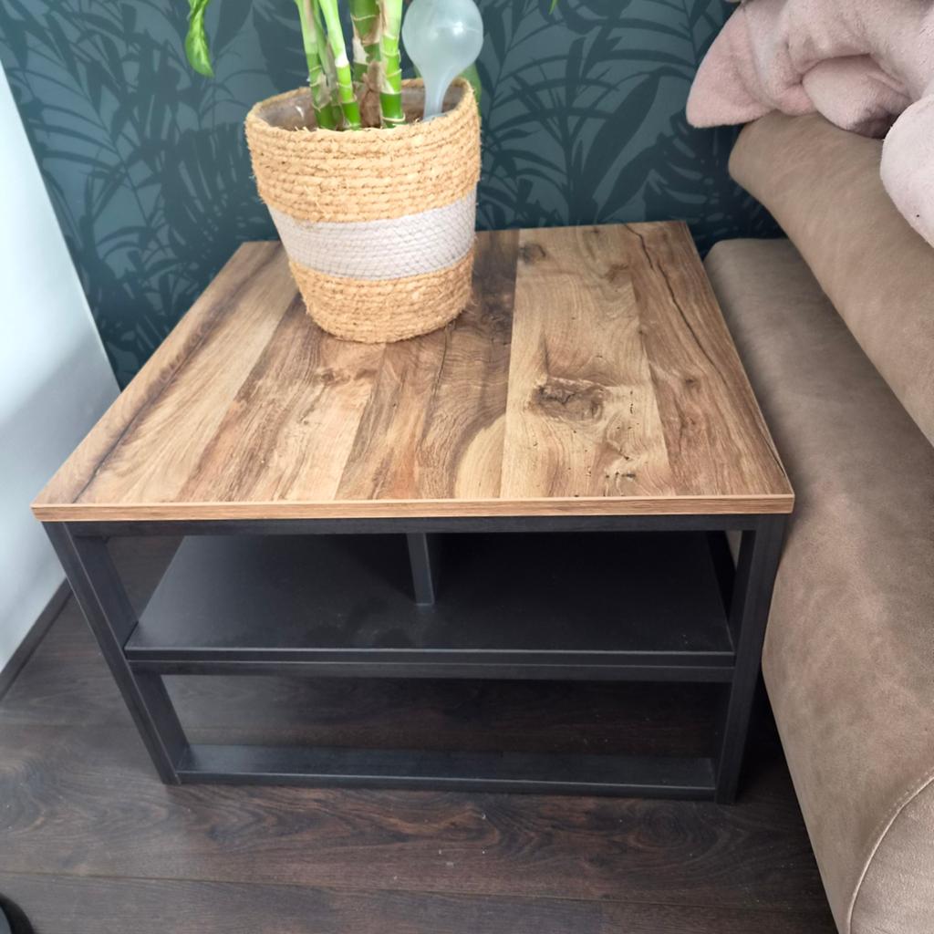 Bijzettafel Luc - antraciet/eikenkleur - 40x67x67 cm, Ophalen, Minder dan 45 cm, Gebruikt, Vierkant