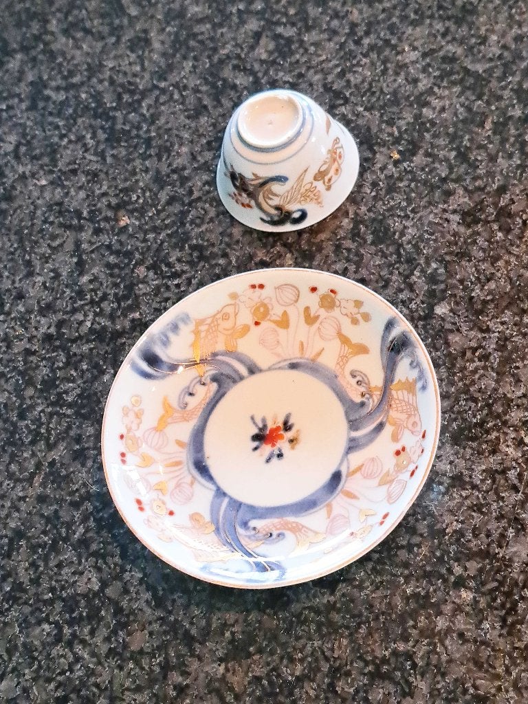 18e eeuw Japans porseleinen imari mini kommetje & schoteltje, Ophalen of Verzenden