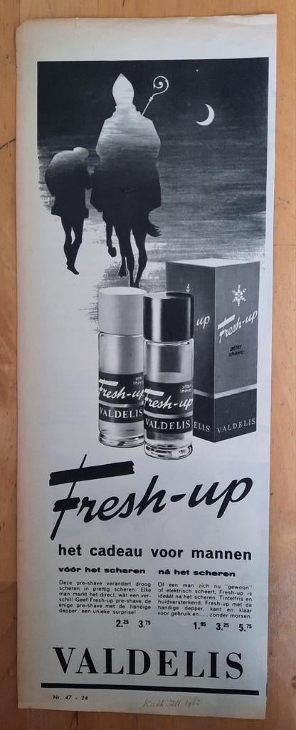 SINTERKLAAS  - Valdelis Fresh-up reclame (1962), Verzamelen, Ophalen of Verzenden
