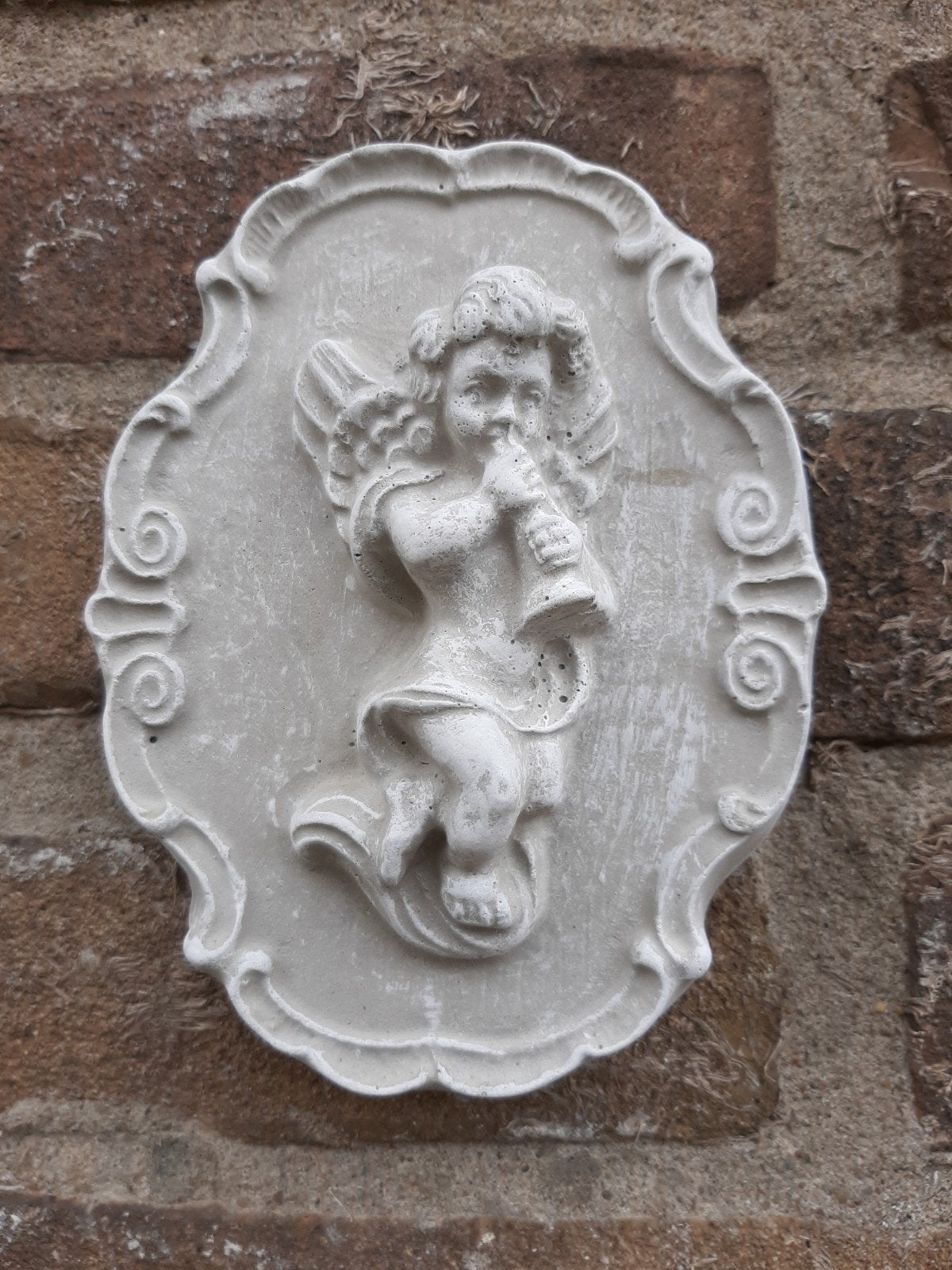 Engel wanddecoratie betonnen beeld tuinbeeld beton engeltje, Ophalen of Verzenden