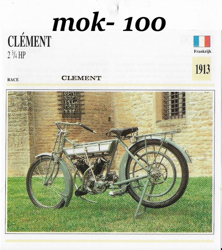 Mok100 motorkaart race motor clément 2 ¾ hp - 1913, Ophalen of Verzenden, Motoren