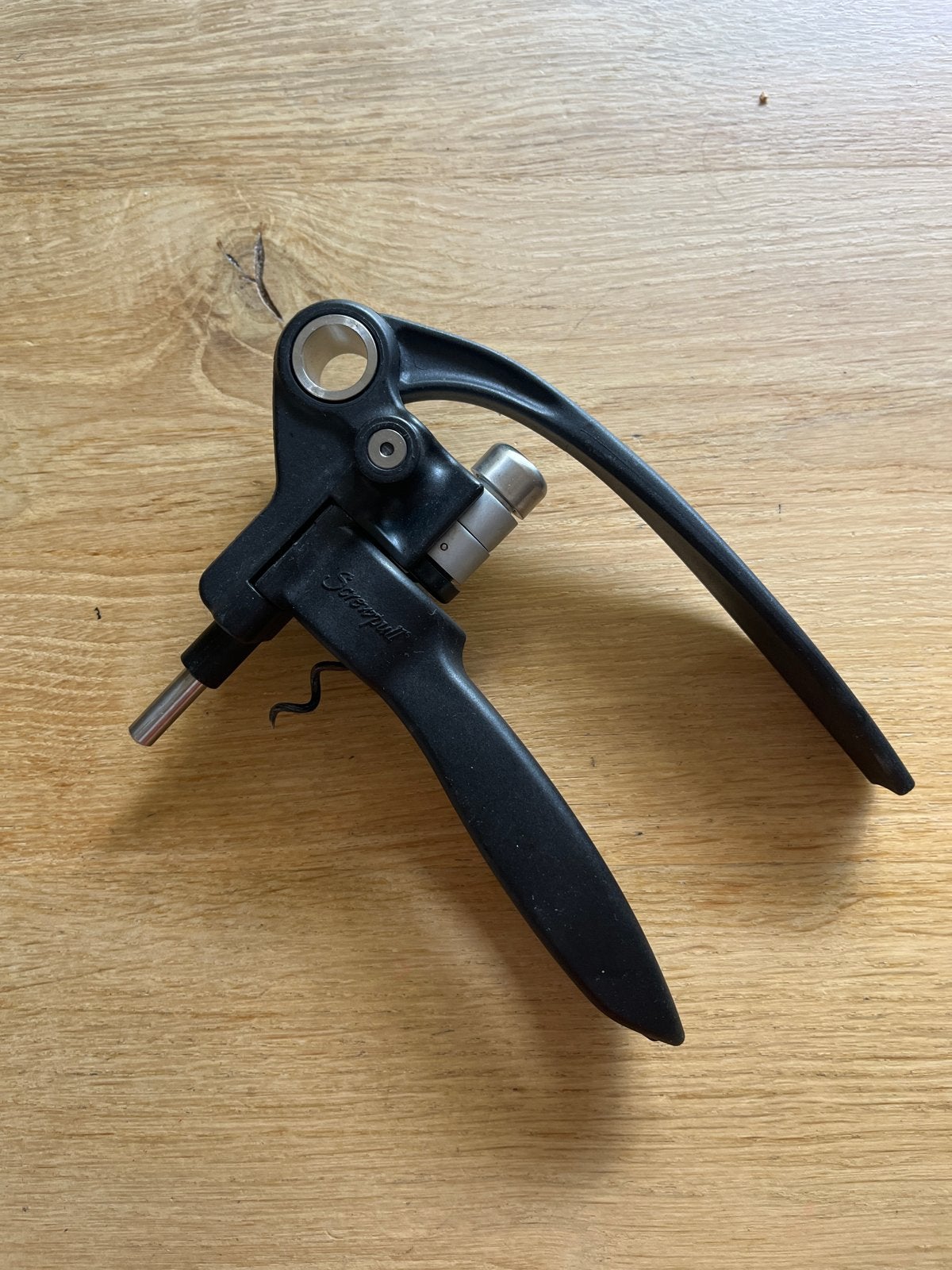Zwarte Screwpull kurkentrekker - nauwelijks gebruikt, Ophalen, Overige typen, Zo goed als nieuw, Zwart