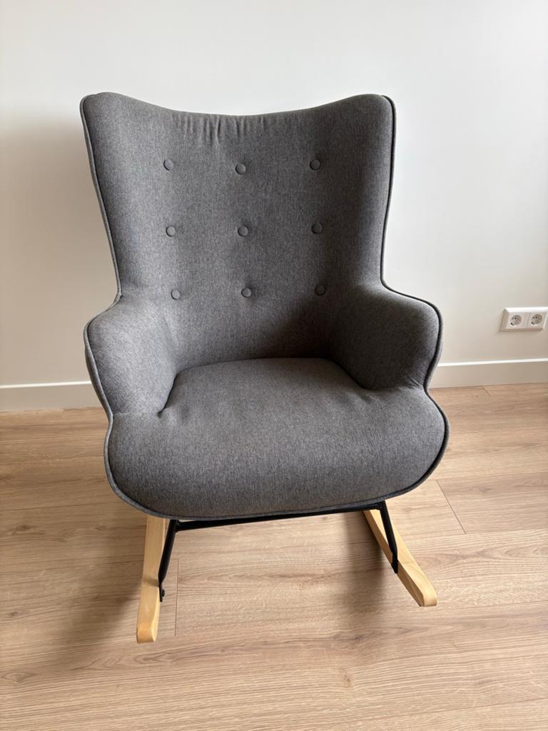 Grijze schommelstoel met stoffen bekleding, Ophalen, Zo goed als nieuw, Stoel
