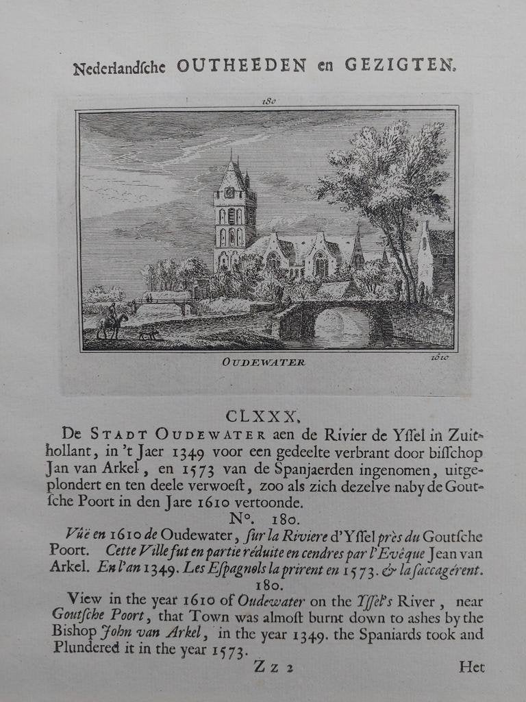 180 / Oudewater . Gravure van A. Rademaker betreft 1ste druk, Antiek en Kunst, Ophalen of Verzenden