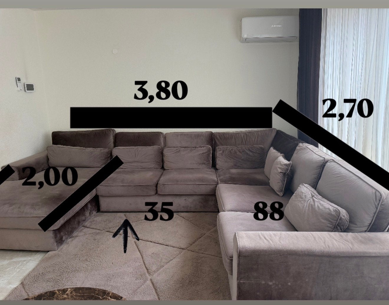 Comfortabele U-bank in zeer goede staat - 3.80 x 2.70 m, Huis en Inrichting, Banken | Complete zithoeken, Ophalen, Zo goed als nieuw