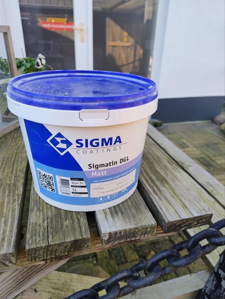 Sigma Sigmatin DGL Matt verf 5L - RAL 7016 Antracietgrijs, Nieuw, Ophalen of Verzenden, Verf, Grijs