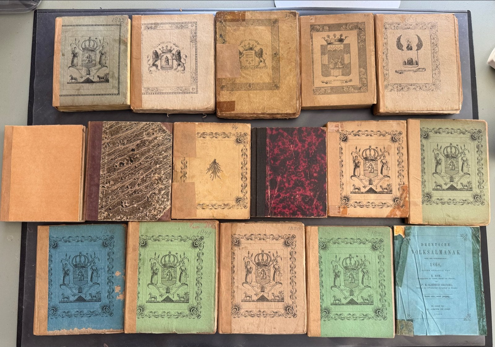 Drentsche Volksalmanak - Complete set 1837-1851 & 1868, Ophalen of Verzenden