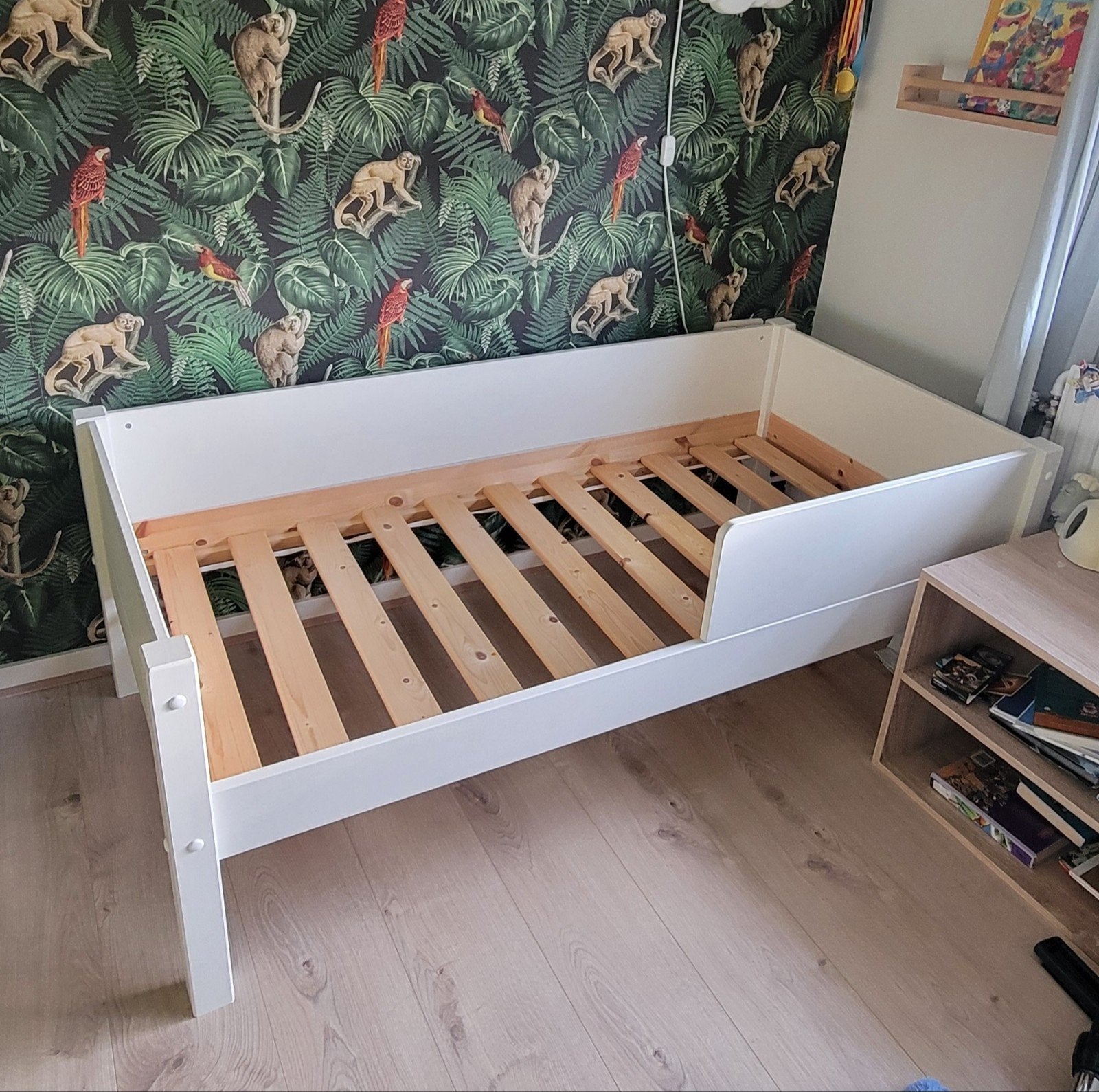 Peuterbed 150x70 cm met lattenbodem, Ophalen, Gebruikt, 70 tot 85 cm, 140 tot 160 cm