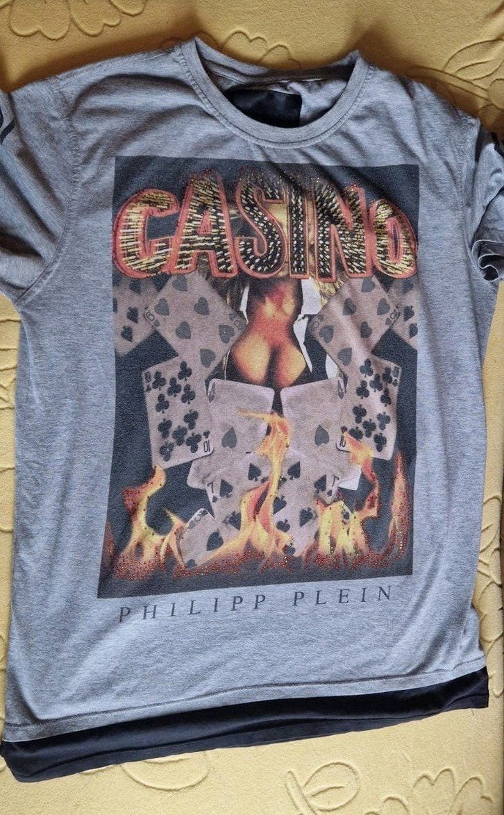 Philipp Plein Homme Casino T-shirt - Maat L, Maat 52/54 (L), Ophalen of Verzenden, Philipp Plein, Grijs