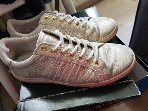 sneakers / schoen maat 38 merk est 18/42 leer, Beige, Ophalen of Verzenden, Sneakers of Gympen, Zo goed als nieuw