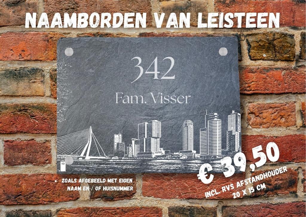 Landelijke naamborden van leisteen voor je voordeur, Ophalen of Verzenden