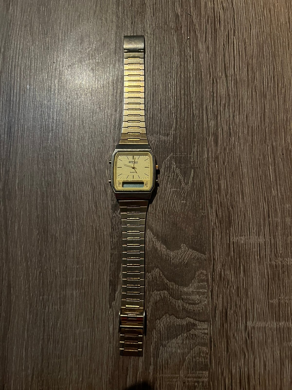 Vintage Ectron Quartz Alarm Chronograph Polshorloge, Overige merken, Gebruikt, Polshorloge, Ophalen of Verzenden