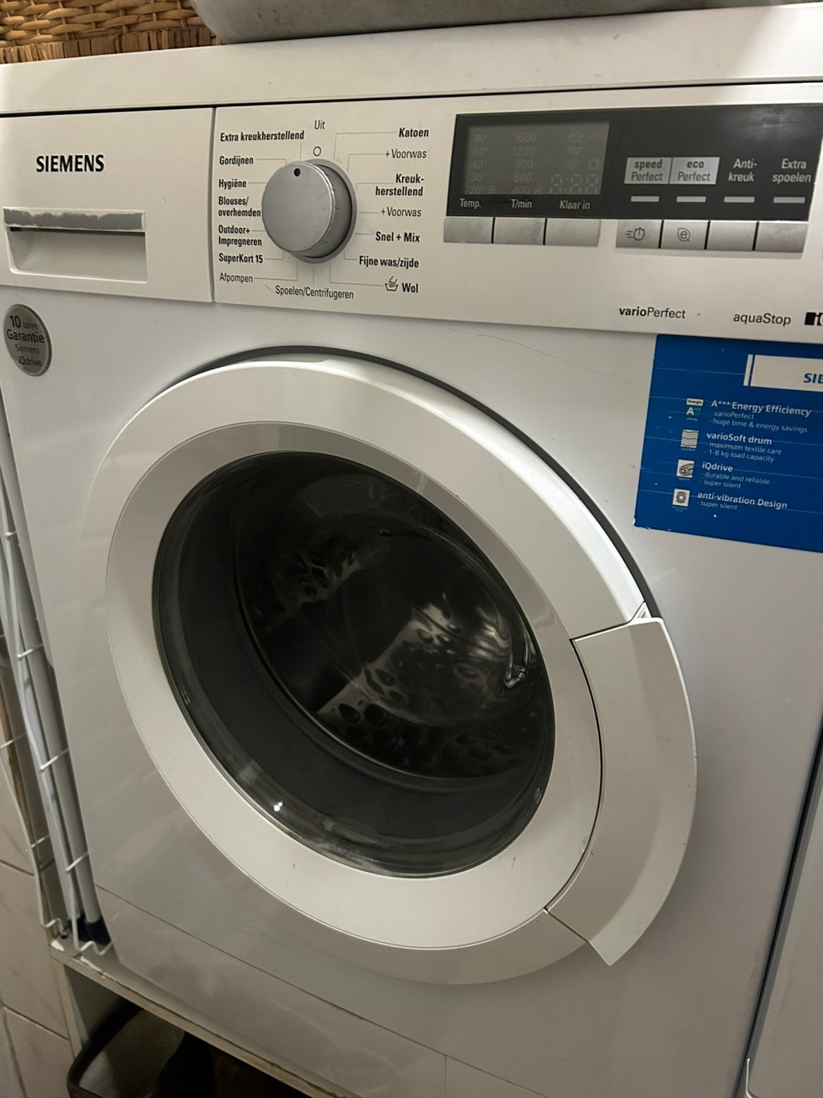Siemens wasmachine IQDrive 8 kilo, Ophalen, Gebruikt, Voorlader, 85 tot 90 cm