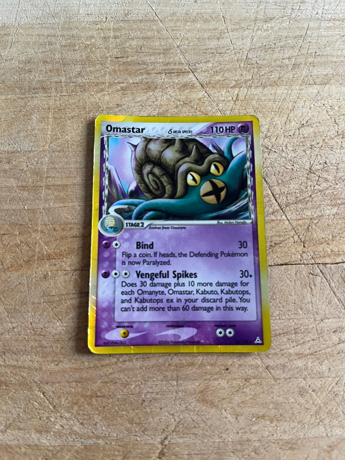 Pokemon Omastar #13/110 Holofoil, Ophalen of Verzenden, Zo goed als nieuw, Losse kaart