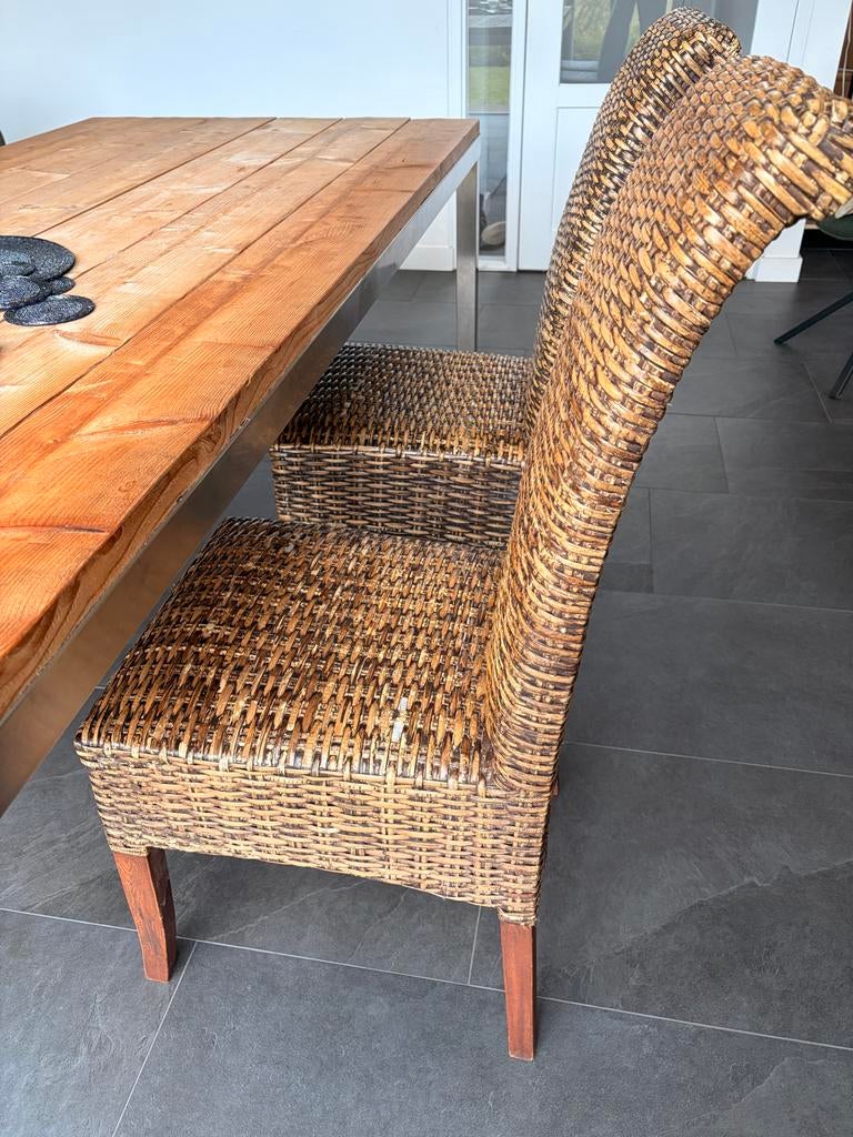 Eetkamer stoelen riet, Huis en Inrichting, Stoelen, Ophalen, Gebruikt, Bruin, Hout