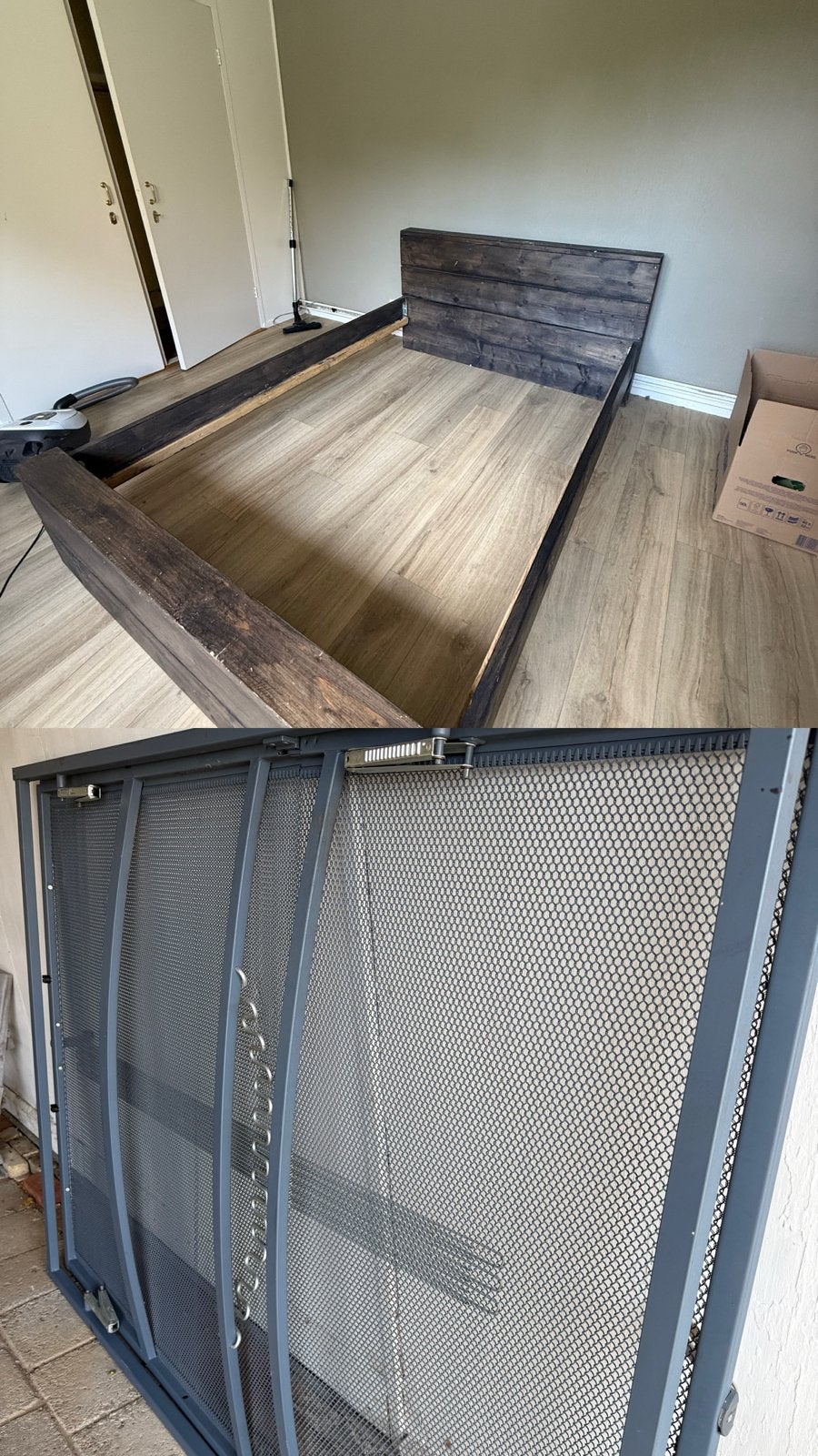 Bed + Auping spiraalbodem twijfelaar verstelbaar, Ophalen of Verzenden, Twijfelaar, 120 cm, Metaal