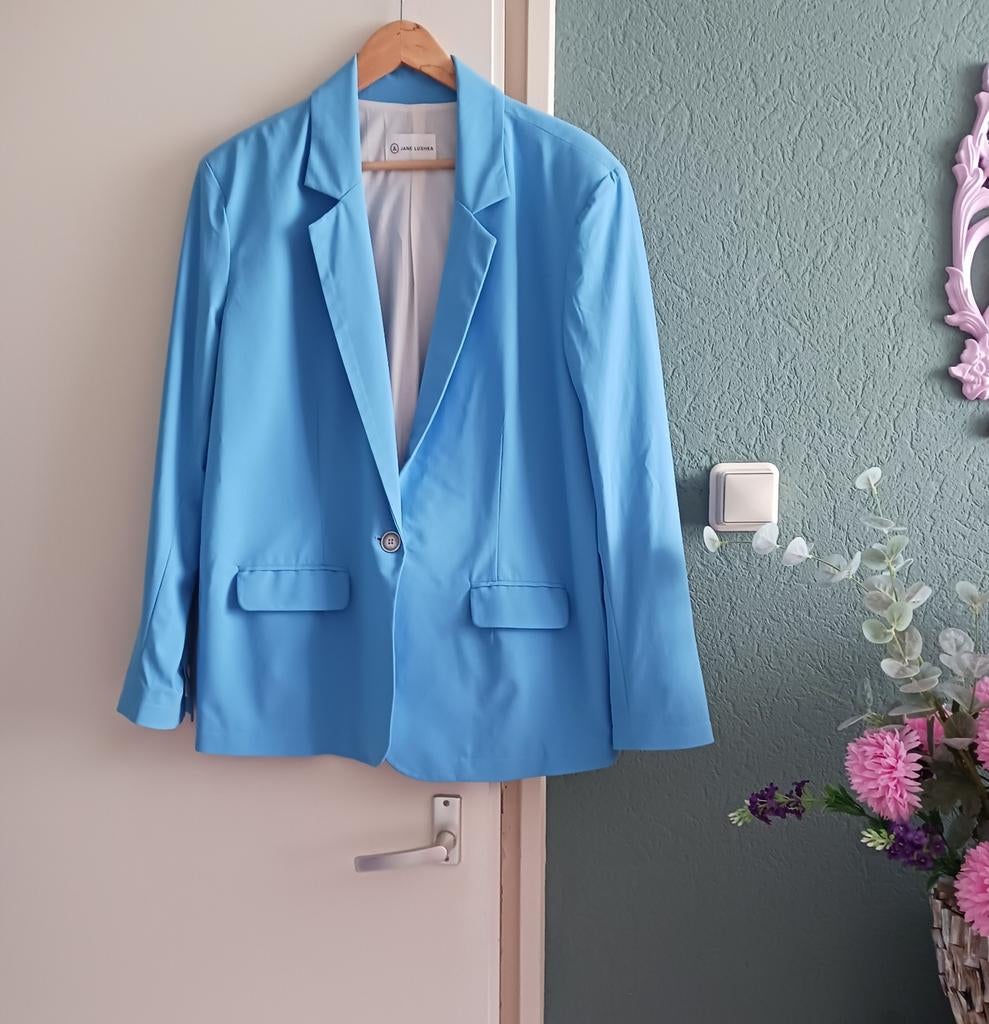 Jane Lushka blazer, blauw, L, Blauw, Maat 42/44 (L), Ophalen of Verzenden, Zo goed als nieuw