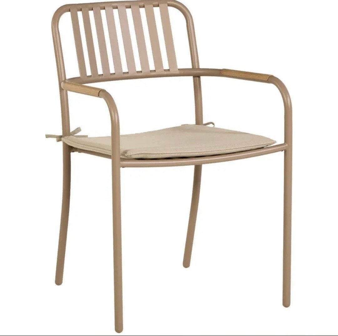 6x Taupekleurige stapelstoelen met zitkussen - Nieuw, Ophalen, Nieuw, Metaal, Stapelbaar