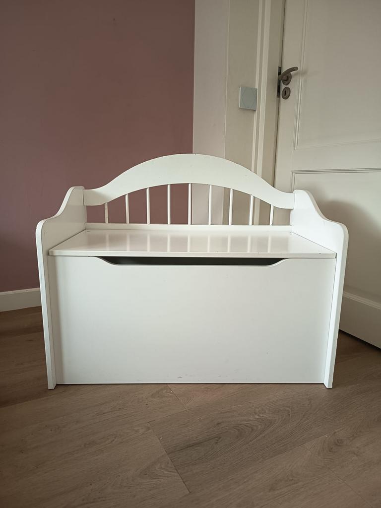 Witte opbergbankje voor speelgoed, Kinderen en Baby's, Kinderkamer | Overige Meubels, Ophalen, Gebruikt, Overige typen